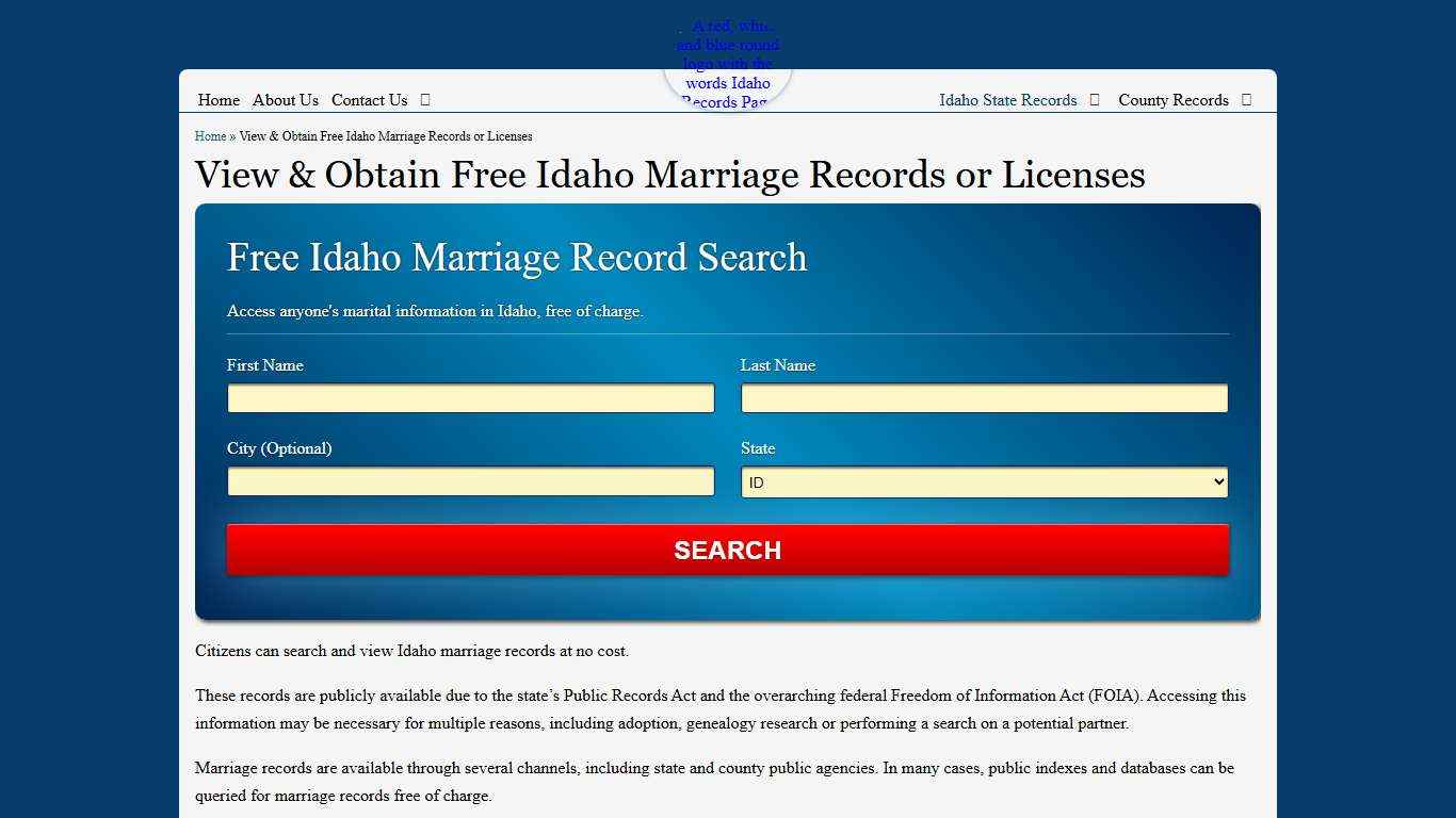 View & Obtain Free Idaho Marriage Records or Licenses