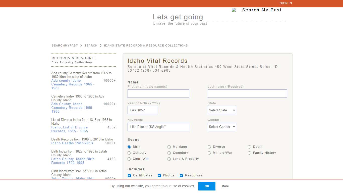 Idaho Searchmypast